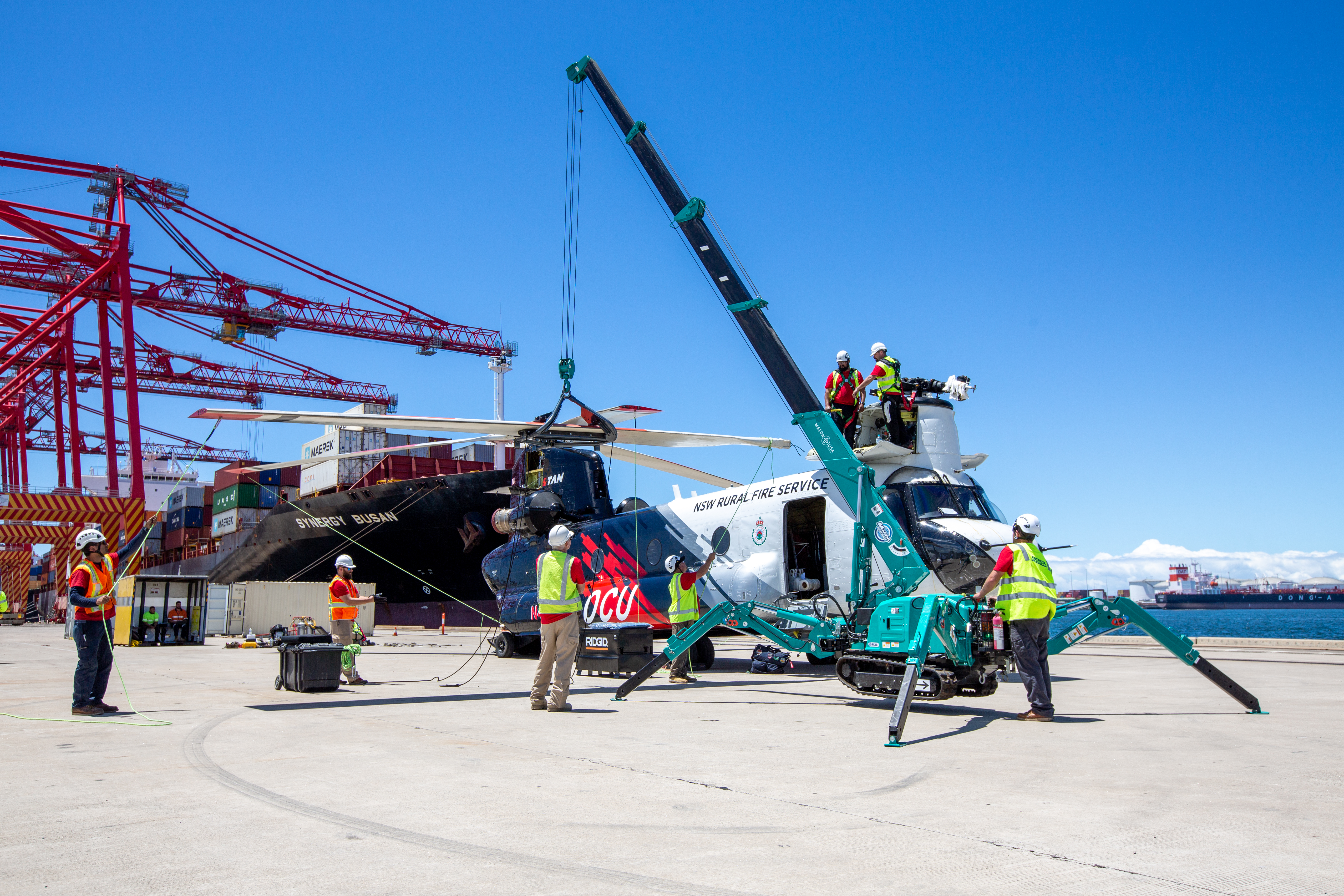 Chopper being built on Patrick Terminals' dock